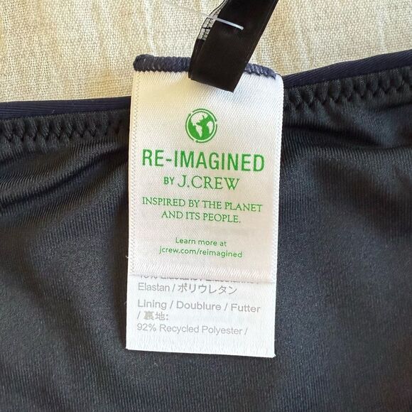 J. Crew Curved Waist Cheeky Bikini Bottom Navy Blue Size Medium NWT - Picture 10 of 11